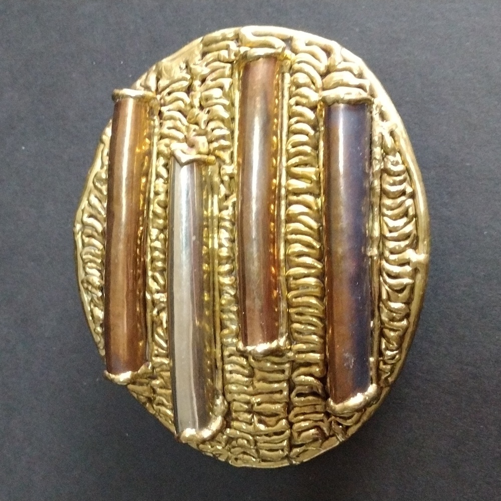 Mixed Metals Brutalist Belt Buckle Vintage